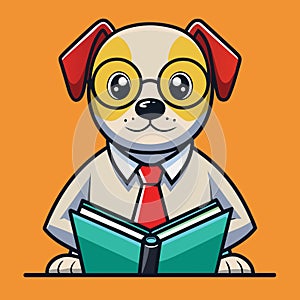 Cute librarian dog cute antropomorphic vector EPS