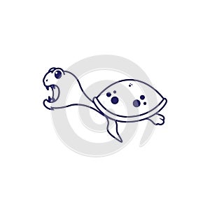 Cute line little monster turtle logo design vector graphic symbol icon sign illustration creative idea