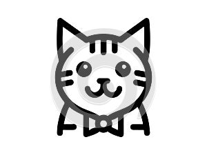 Cute Lines Cat Head Logo Vector Template