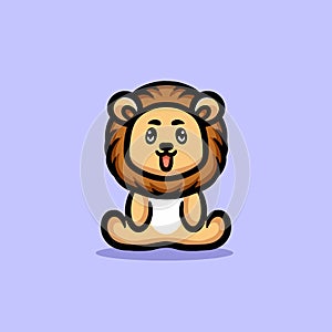 Cute Lion Cartoon Mascot Animal Vector Logo Design illustration