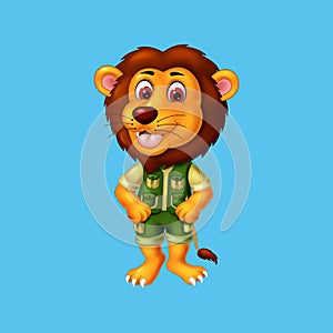 cute lion cartoon posing, vector isolated