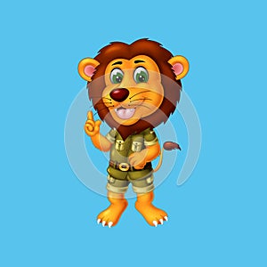 cute lion cartoon posing, vector isolated