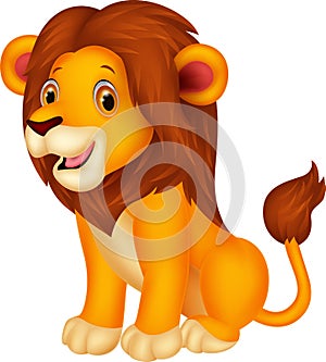 Cute lion cartoon sitting