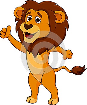 Cute lion cartoon thumb up