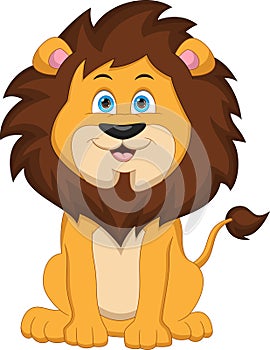cute lion cartoon on white background