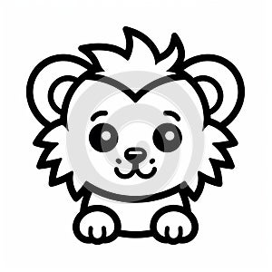 Cute Lion Coloring Page: Dark White And Black Style