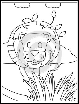 Cute lion Coloring pages. Forest Animals.