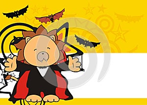 Cute lion dracula costume cartoon halloween background