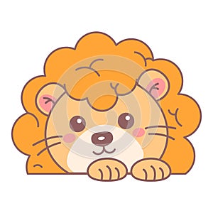Cute lion head icon vector isolated