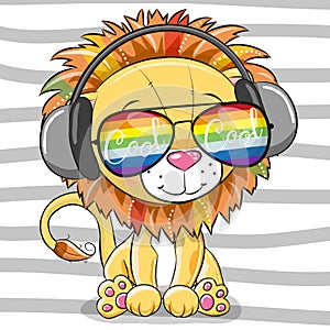 Cute Lion with sun glasses