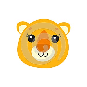 Cute lioness. Wild animal. Cartoon character. Colorful vector illustration. Isolated on white background. Design element. Template