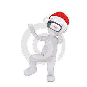 Cute little 3d man in a Santa hat smoking a pipe