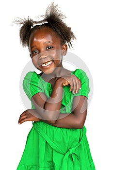 Cute little afican girl in green dress