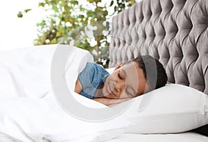 Cute little African-American boy sleeping