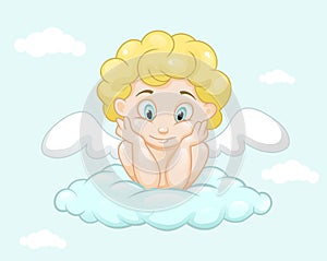 Cute little angel on cloud