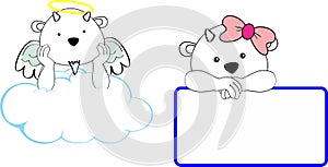 Cute little angel and girl goat baby cartoon copyspace