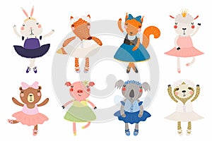 Cute little animals ballerinas set