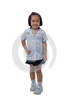 Cute Little asian girl doctor smiling while wearing Doctor`s uniform