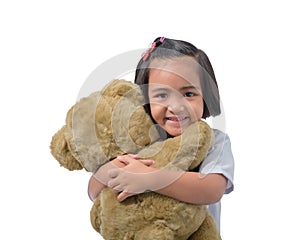 Cute Little asian girl doctor smiling while wearing Doctor`s uniform