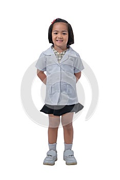 Cute Little asian girl doctor smiling while wearing Doctor`s uniform