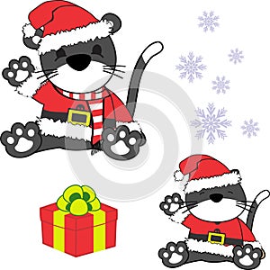 Cute little baby cat cartoon santa claus costume set