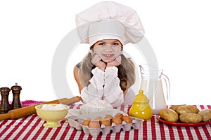 Cute little baby dressed as a cook