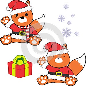 Cute little baby fox cartoon santa claus costume set