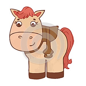 Cute little baby horse pony illustration for kids vector