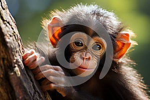 Cute Little Baby monkey in forest