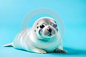 cute little Baby seal lying on ground - Generative AI