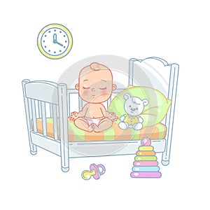 Cute little baby sit calm  in bed