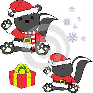 Cute little baby skunk cartoon santa claus costume set