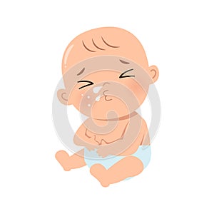 Cute little baby sneeze sick symptom