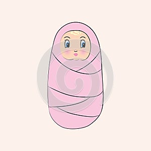 Cute little baby in swaddling clothes