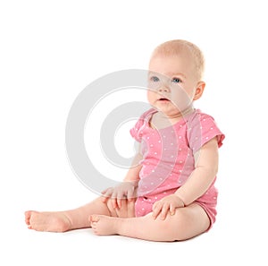 Cute little baby on white background