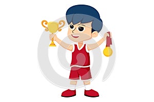 Cute Little Basketball Player Character Illustration