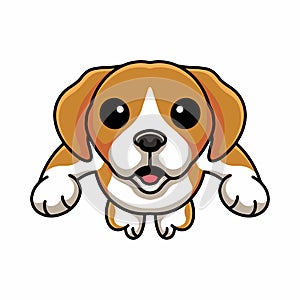 Cute little beagle dog cartoon jumping