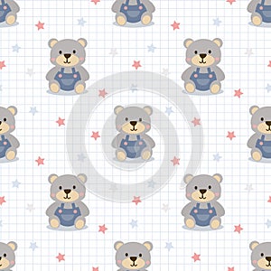 Cute little bear seamless pattern