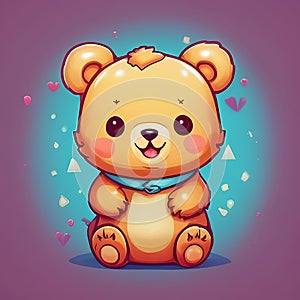 Cute little bear is sitting. Cartoon icon illustration