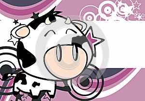 Cute little big head cow expression background