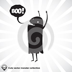 Cute little black vector monster