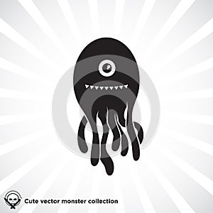 Cute little black vector monster