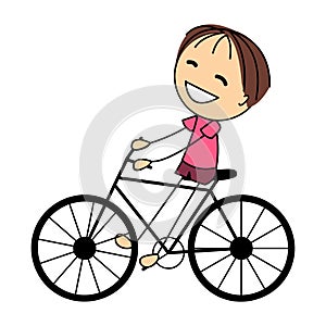 Cute little boy on bicycle