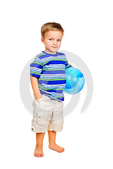 Cute little boy with blue ball