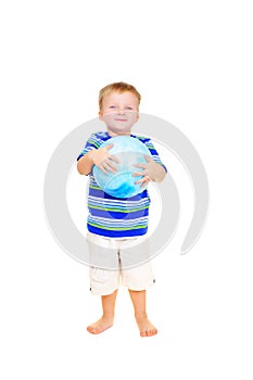 Cute little boy with blue ball