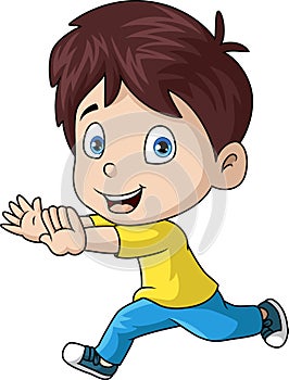 Cute little boy cartoon running