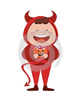cute little boy dressed as a devil character