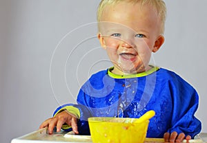 Cute little boy during eating