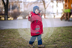Cute little boy having fun in the park