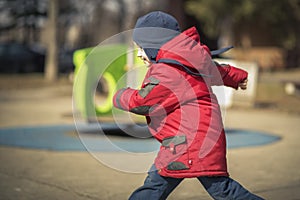 Cute little boy having fun in the park